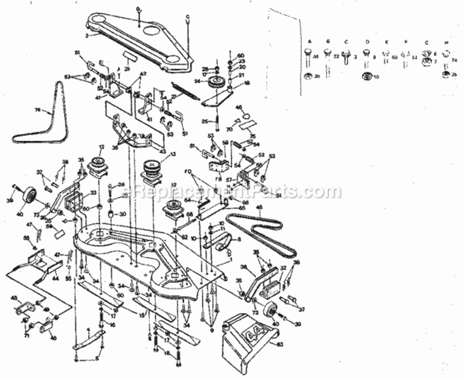 Page F Diagram and Parts List for 917254412  Craftsman Lawn Tractor