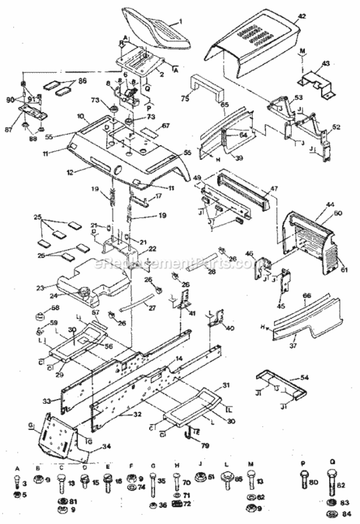 Page B Diagram and Parts List for 917254430  Craftsman Lawn Tractor