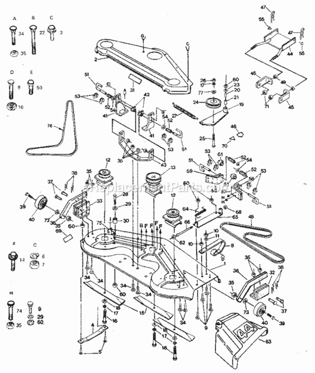 Page F Diagram and Parts List for 917254430  Craftsman Lawn Tractor