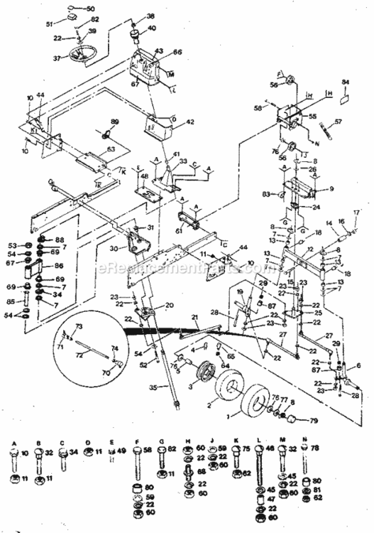Page D Diagram and Parts List for 917254431  Craftsman Lawn Tractor