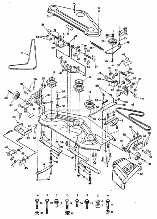Page F Diagram and Parts List for 917254431  Craftsman Lawn Tractor