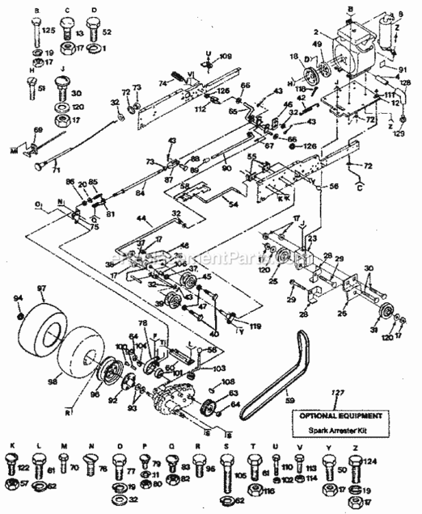 Page C Diagram and Parts List for 917254432  Craftsman Lawn Tractor