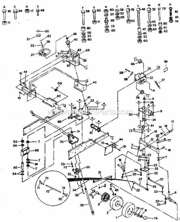 Page D Diagram and Parts List for 917254432  Craftsman Lawn Tractor