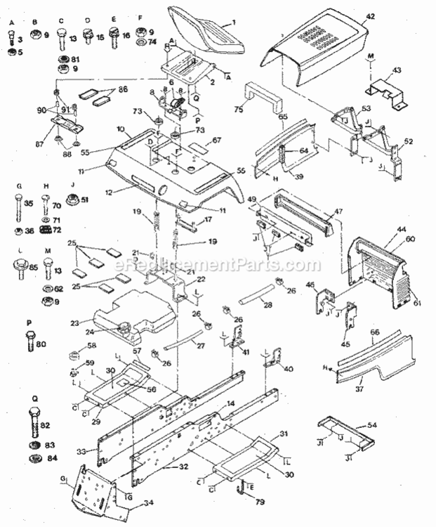 Page B Diagram and Parts List for 917254440  Craftsman Lawn Tractor