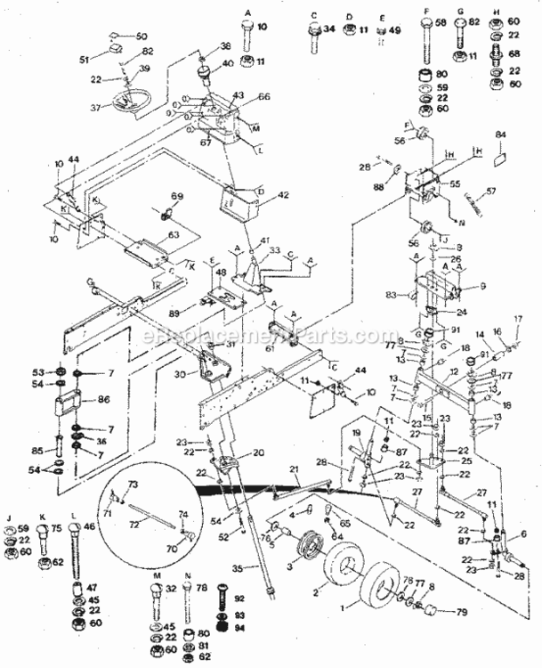 Page D Diagram and Parts List for 917254440  Craftsman Lawn Tractor