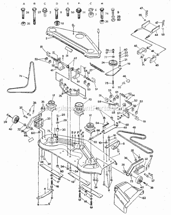 Page F Diagram and Parts List for 917254440  Craftsman Lawn Tractor