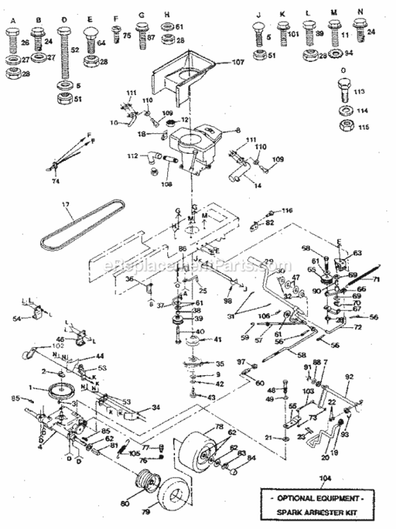 Page C Diagram and Parts List for 917254450  Craftsman Lawn Tractor