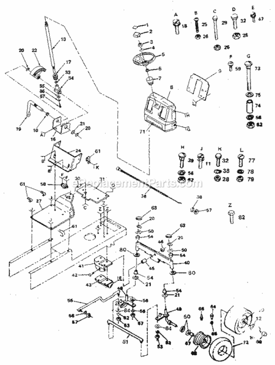 Page D Diagram and Parts List for 917254450  Craftsman Lawn Tractor