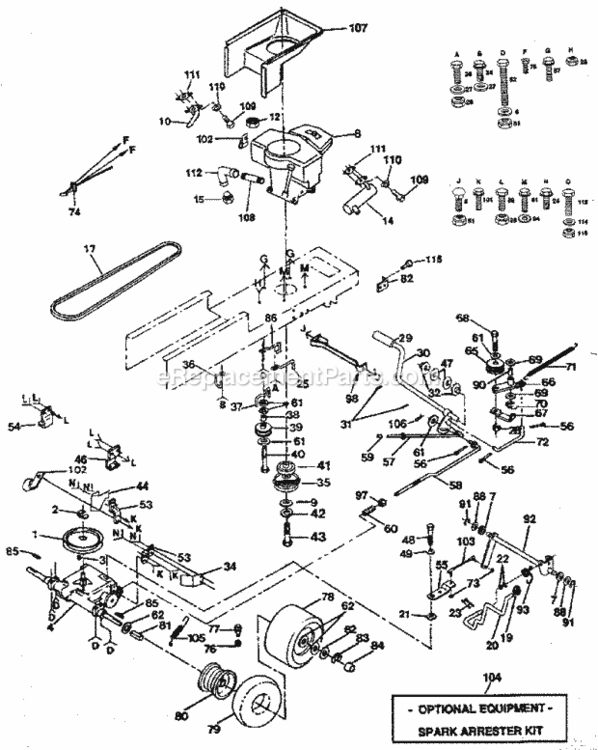 Page C Diagram and Parts List for 917254451  Craftsman Lawn Tractor