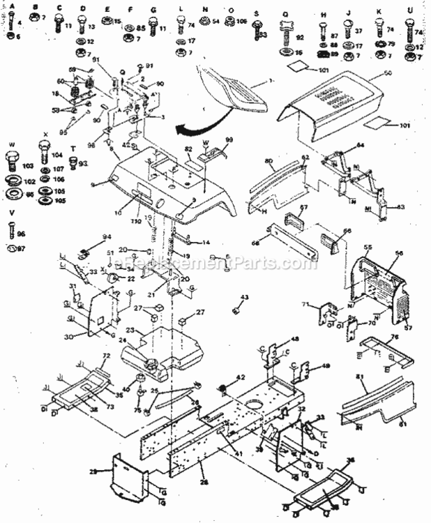 Page B Diagram and Parts List for 917254460  Craftsman Lawn Tractor