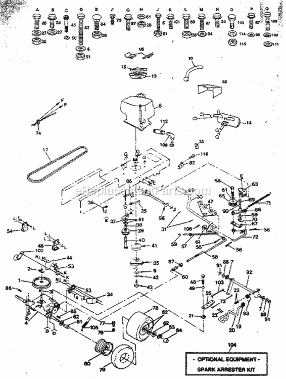 Page C Diagram and Parts List for 917254460  Craftsman Lawn Tractor