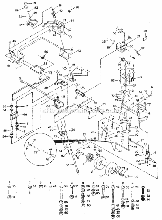 Page D Diagram and Parts List for 917254480  Craftsman Lawn Tractor
