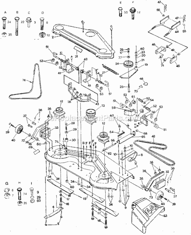 Page F Diagram and Parts List for 917254480  Craftsman Lawn Tractor