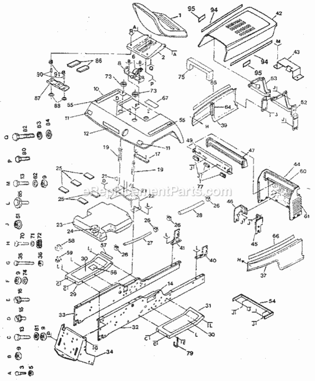 Page B Diagram and Parts List for 917254490  Craftsman Lawn Tractor