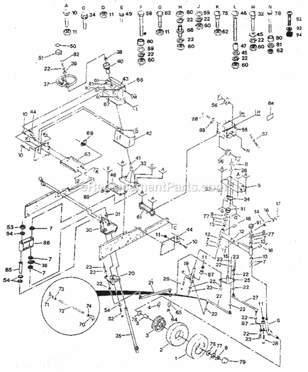 Page D Diagram and Parts List for 917254490  Craftsman Lawn Tractor