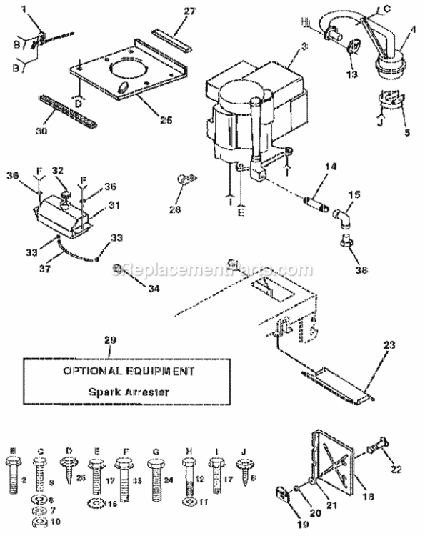 Page H Diagram and Parts List for 917254532  Craftsman Lawn Tractor