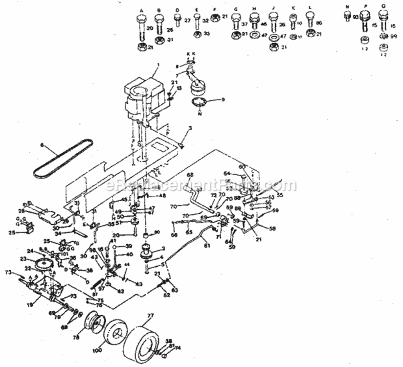 Page C Diagram and Parts List for 917254560  Craftsman Lawn Tractor