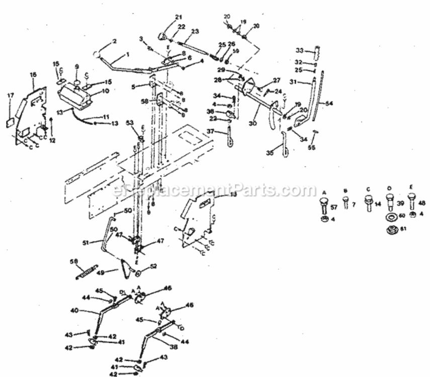 Page E Diagram and Parts List for 917254560  Craftsman Lawn Tractor