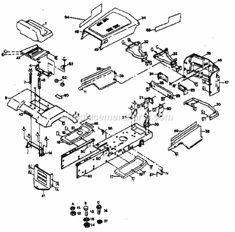 Page F Diagram and Parts List for 917254561  Craftsman Lawn Tractor