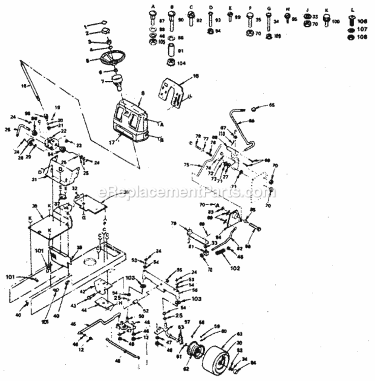 Page D Diagram and Parts List for 917254580  Craftsman Lawn Tractor