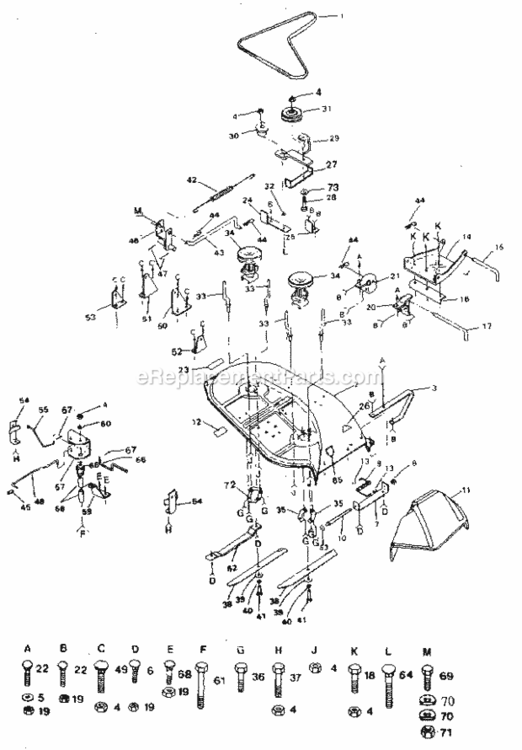 Page F Diagram and Parts List for 917254610  Craftsman Lawn Tractor