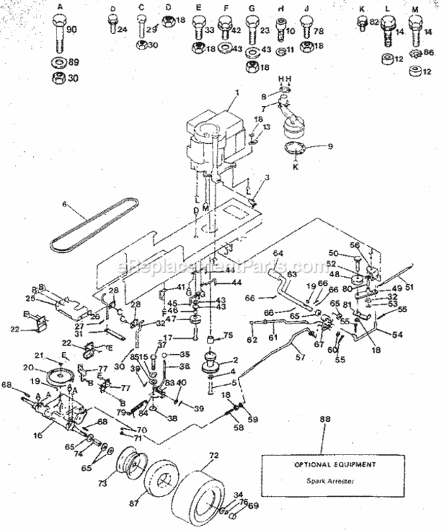 Page C Diagram and Parts List for 917254620  Craftsman Lawn Tractor