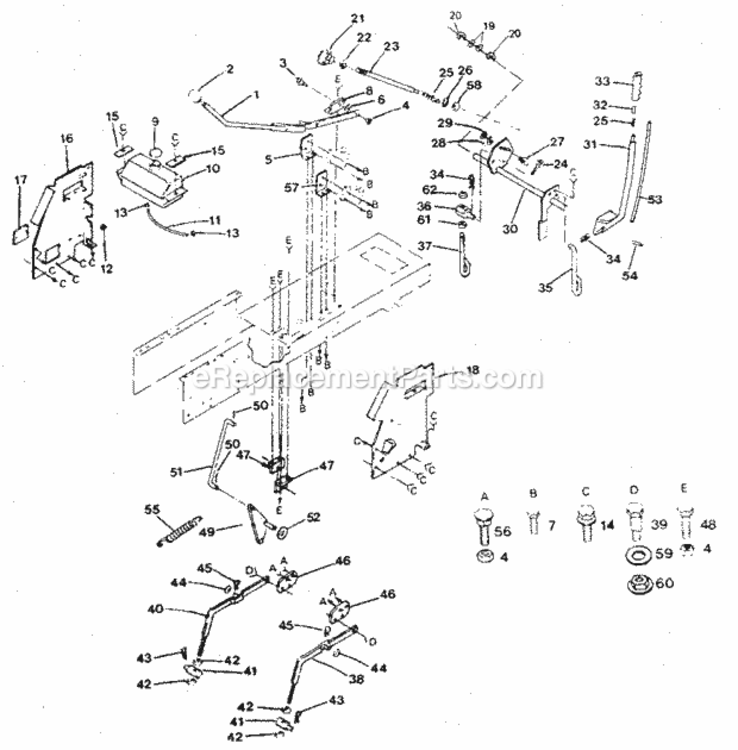 Page E Diagram and Parts List for 917254622  Craftsman Lawn Tractor