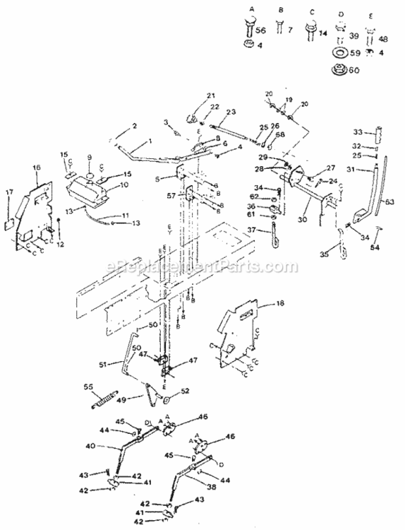 Page E Diagram and Parts List for 917254623  Craftsman Lawn Tractor