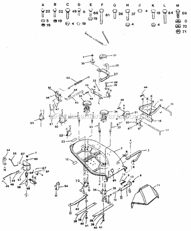 Page F Diagram and Parts List for 917254623  Craftsman Lawn Tractor