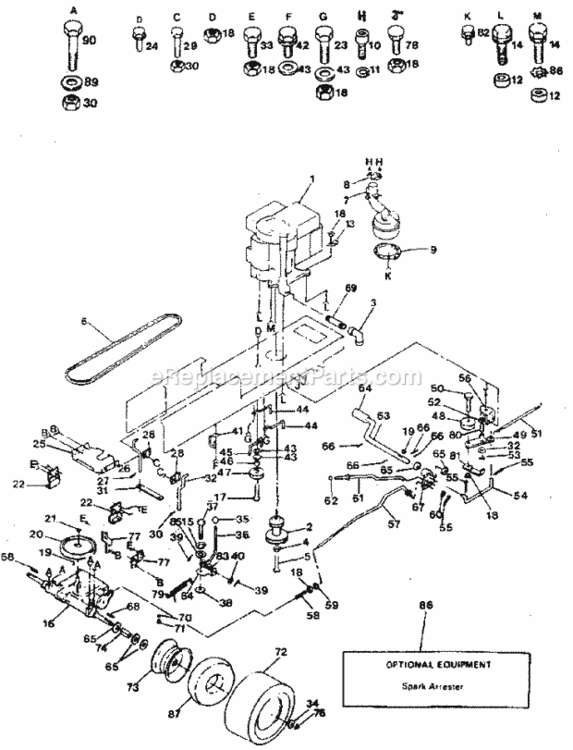 Page C Diagram and Parts List for 917254630  Craftsman Lawn Tractor