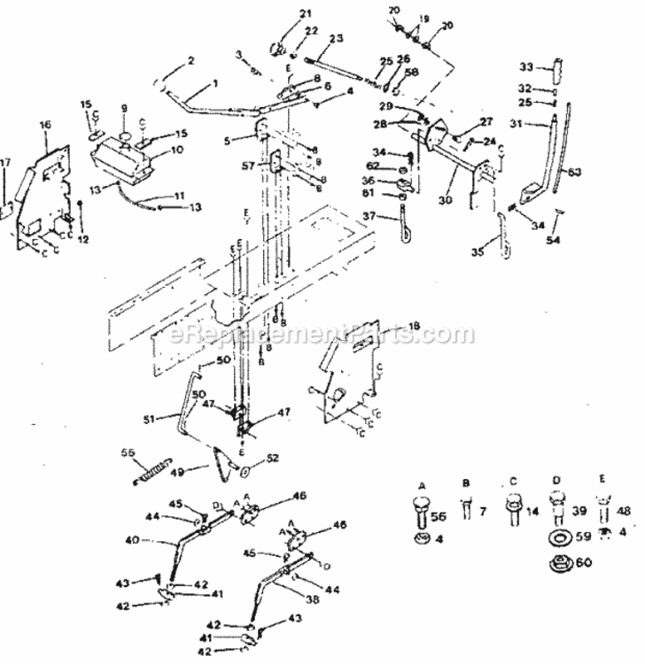 Page E Diagram and Parts List for 917254630  Craftsman Lawn Tractor