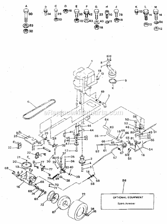 Page C Diagram and Parts List for 917254631  Craftsman Lawn Tractor