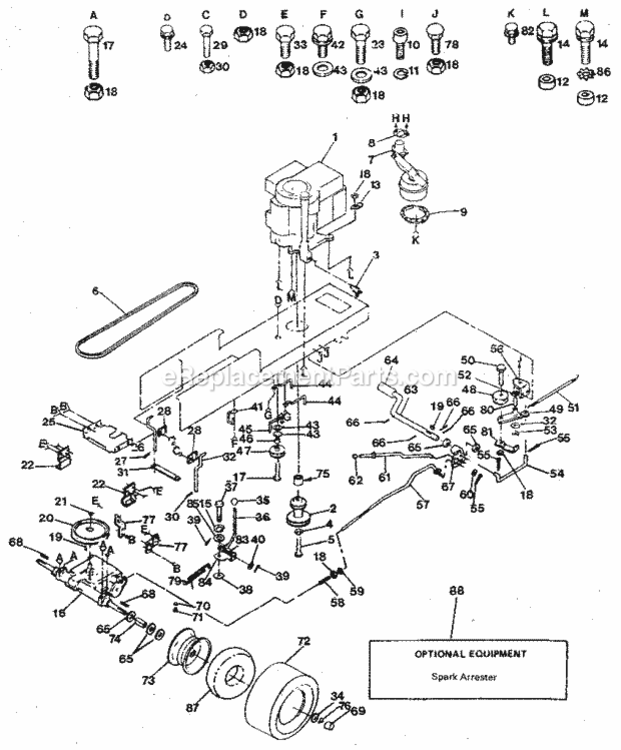 Page C Diagram and Parts List for 917254640  Craftsman Lawn Tractor