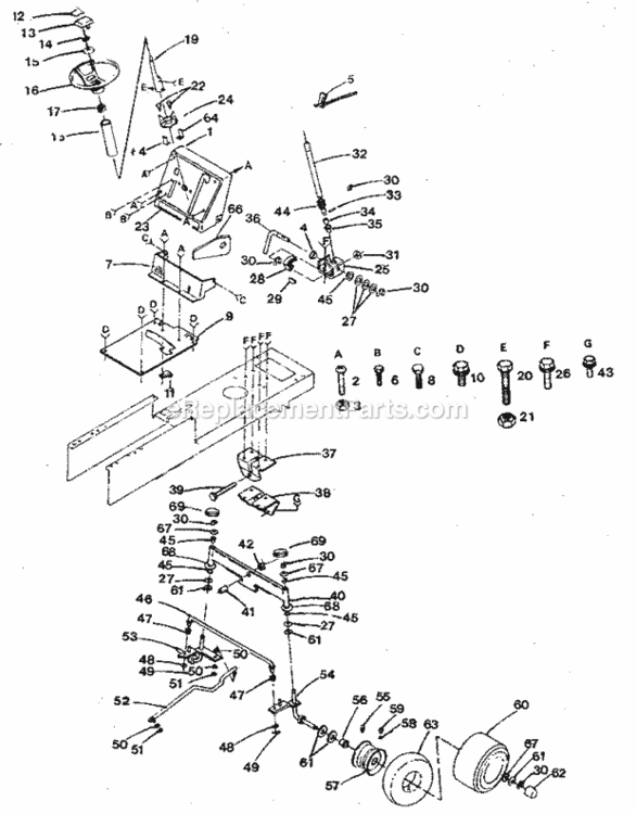 Page D Diagram and Parts List for 917254640  Craftsman Lawn Tractor