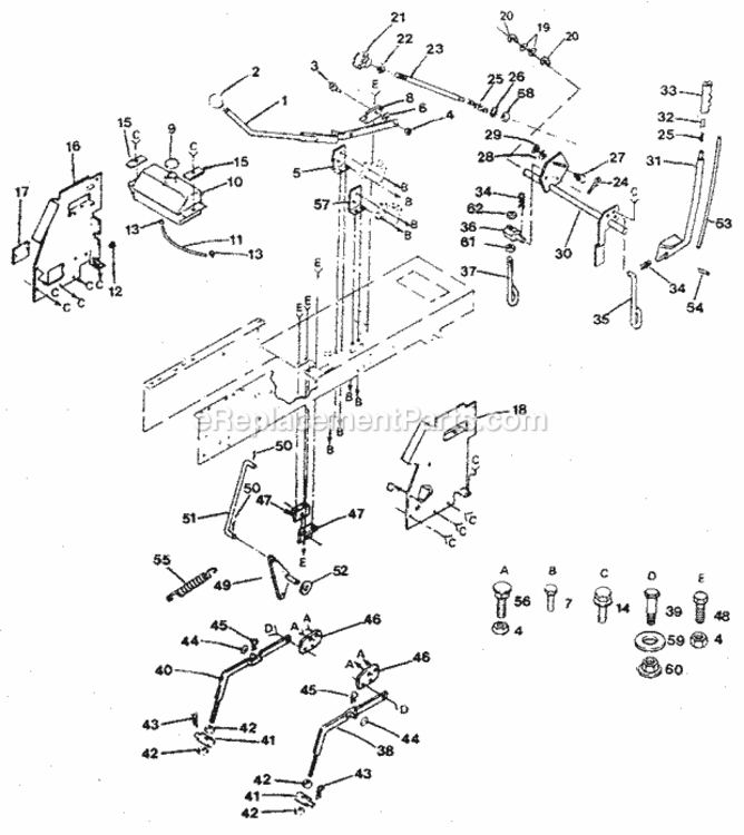 Page E Diagram and Parts List for 917254640  Craftsman Lawn Tractor