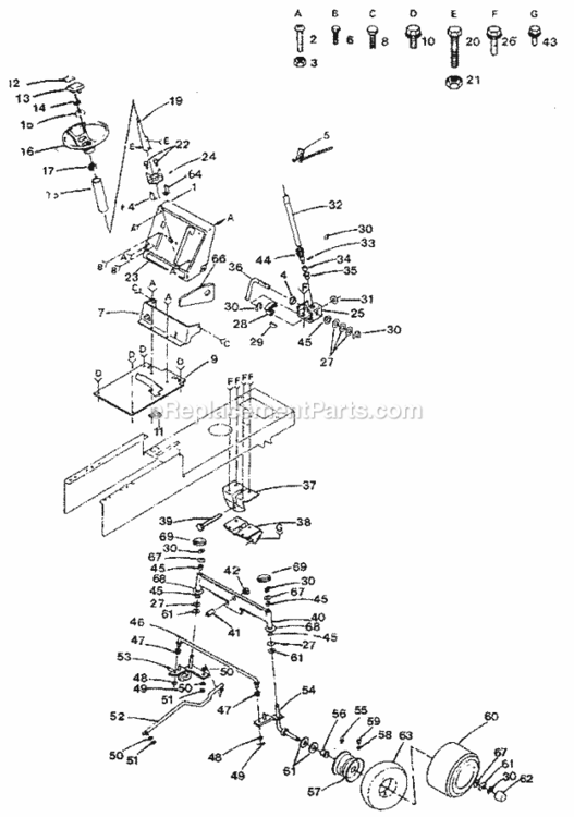 Page D Diagram and Parts List for 917254642  Craftsman Lawn Tractor