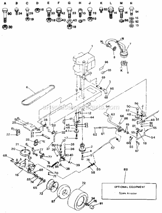 Page C Diagram and Parts List for 917254650  Craftsman Lawn Tractor