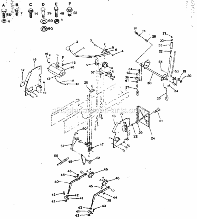 Page E Diagram and Parts List for 917254650  Craftsman Lawn Tractor