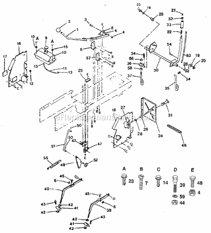 Page E Diagram and Parts List for 917254651  Craftsman Lawn Tractor