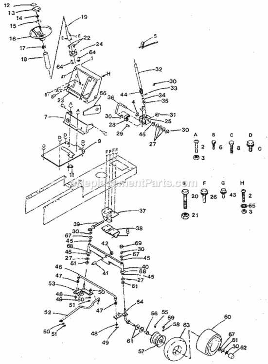 Page D Diagram and Parts List for 917254670  Craftsman Lawn Tractor