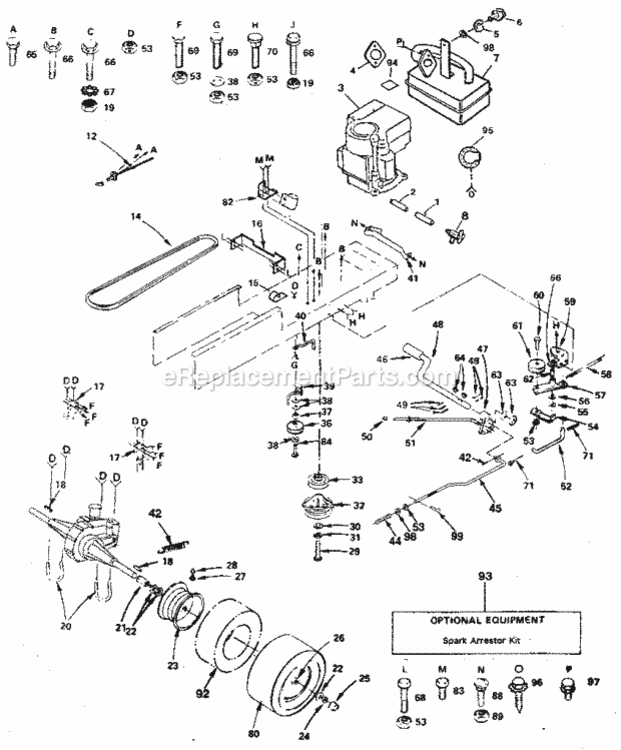 Page C Diagram and Parts List for 917254680  Craftsman Lawn Tractor