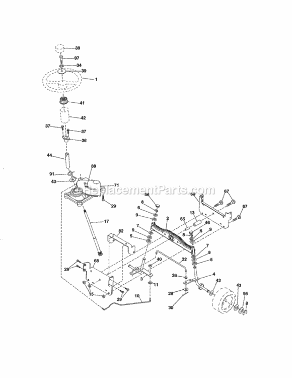 Page E Diagram and Parts List for 917254700  Craftsman Lawn Tractor