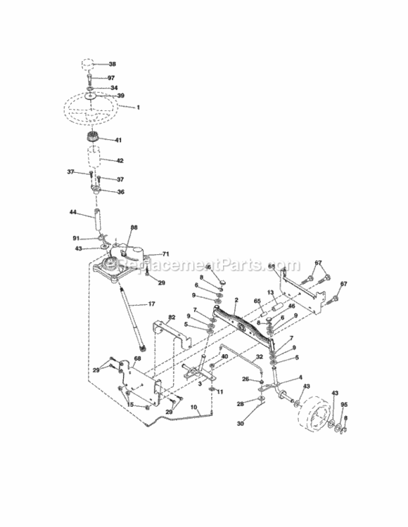 Page E Diagram and Parts List for 917254701  Craftsman Lawn Tractor