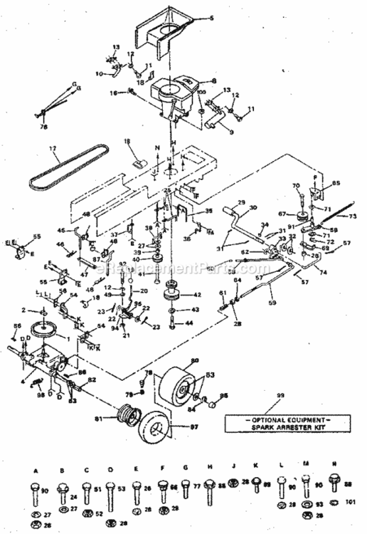 Page C Diagram and Parts List for 917254710  Craftsman Lawn Tractor