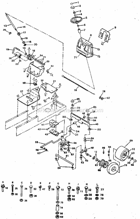 Page D Diagram and Parts List for 917254710  Craftsman Lawn Tractor