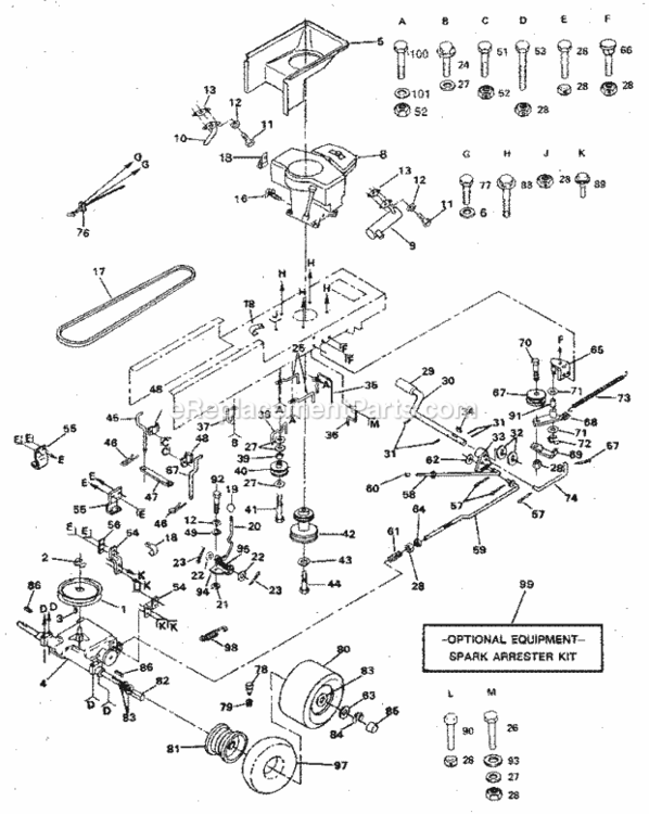 Page C Diagram and Parts List for 917254720  Craftsman Lawn Tractor