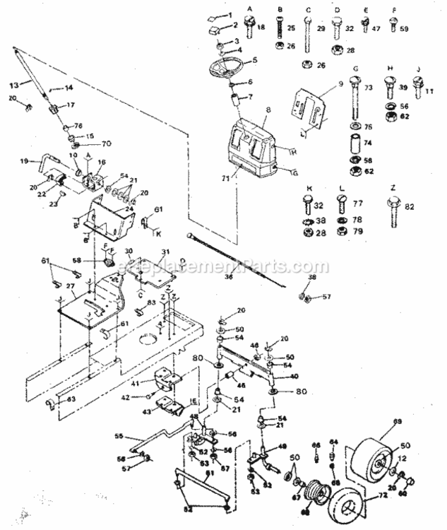Page D Diagram and Parts List for 917254720  Craftsman Lawn Tractor