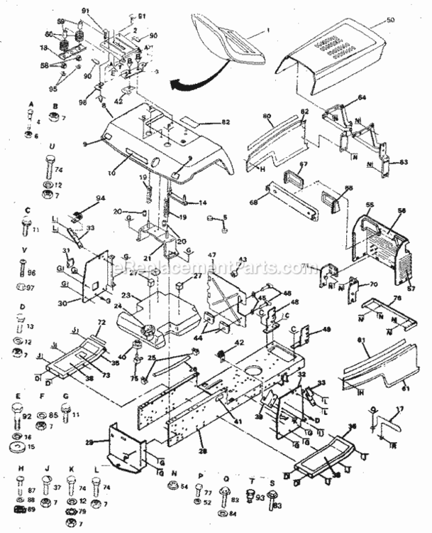 Page B Diagram and Parts List for 917254721  Craftsman Lawn Tractor