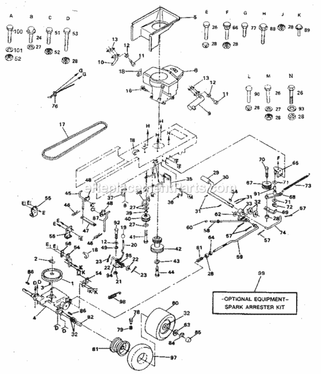 Page C Diagram and Parts List for 917254721  Craftsman Lawn Tractor