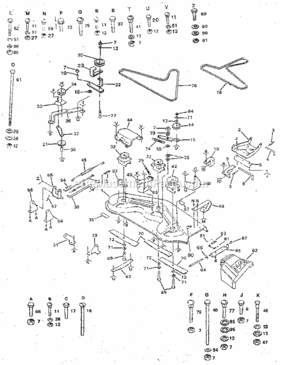 Page F Diagram and Parts List for 917254722  Craftsman Lawn Tractor